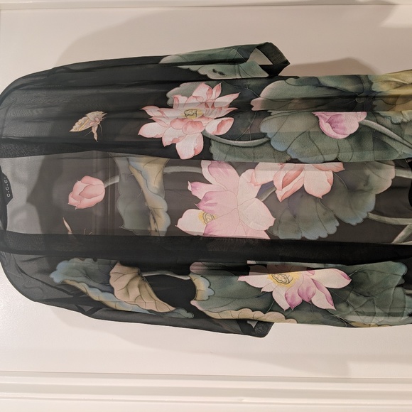 Black Pink Sheer Floral Jacket One Size Fits All - Picture 1 of 1